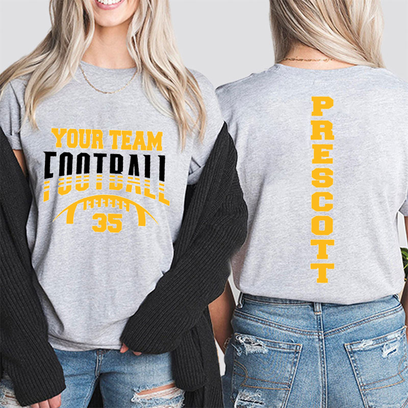 Personalized Your Team And Sport Game Day Teacher Two Sided T-Shirt