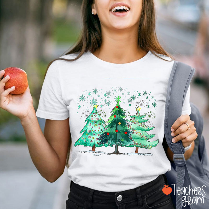 Snowflake Christmas Tree Teacher T-Shirt