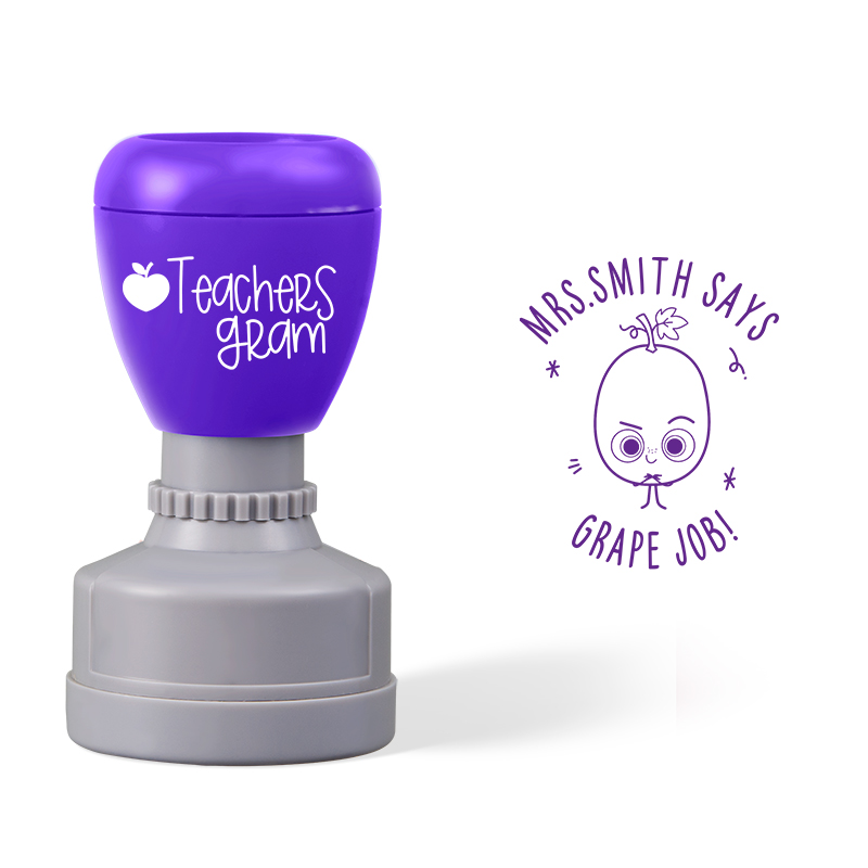 Personalized Name Says Grape Job Teacher Stamp