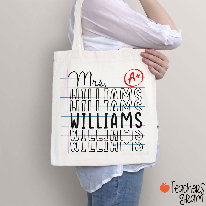 Personalized Name Notebook Teacher Tote Bag