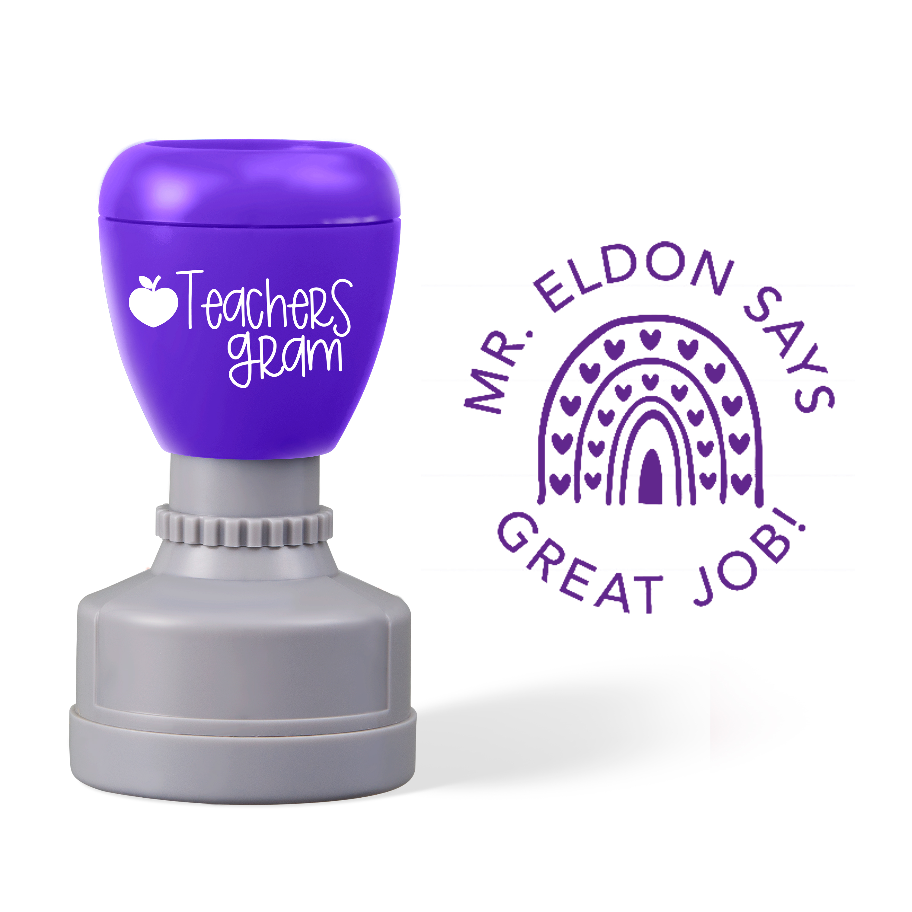 Personalized Name Great Job Love Rainbow Teacher Stamp