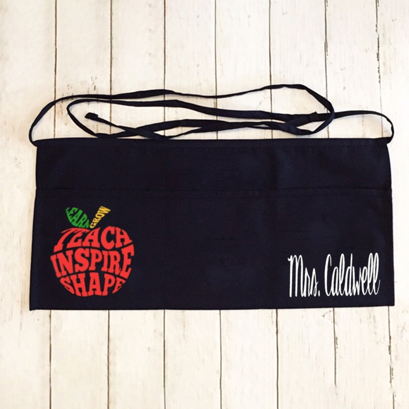 Personalized Teach Love Inspire Teacher Apron With Pockets