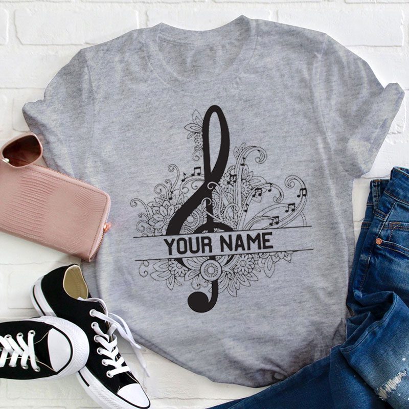 Personalized Musical Note Name Teacher T-Shirt
