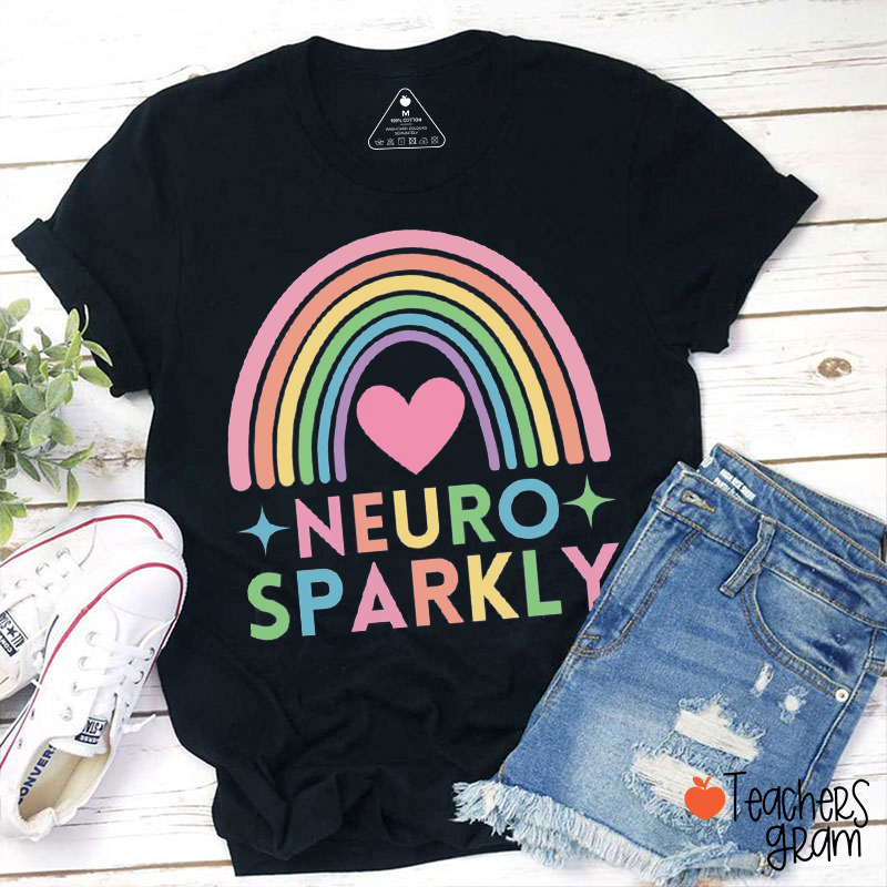 Neuro Sparkly Rainbow Teacher T-Shirt