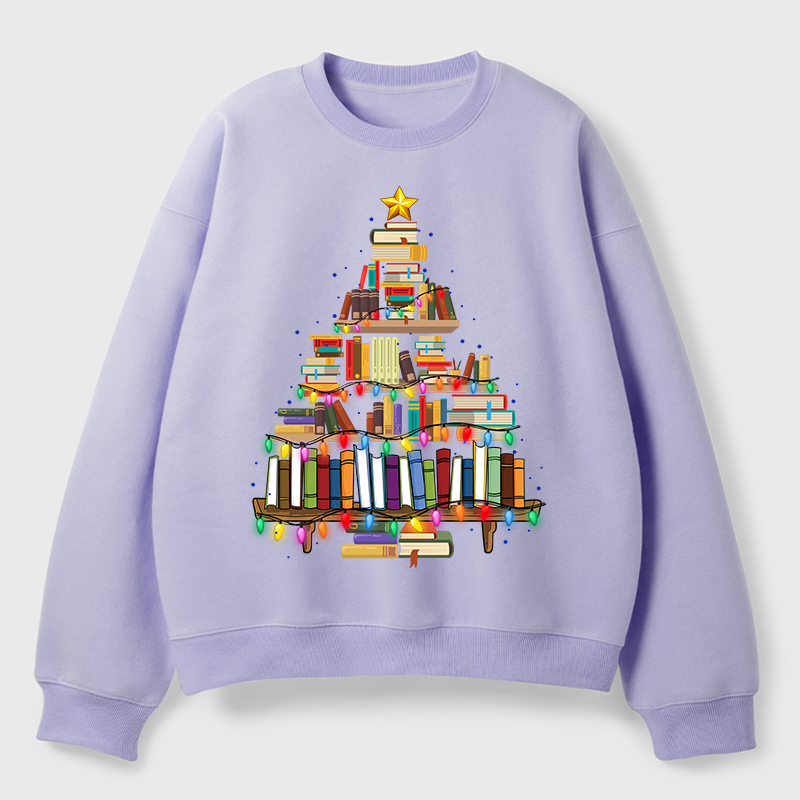Book Christmas Tree Teacher Fleece Sweatshirt