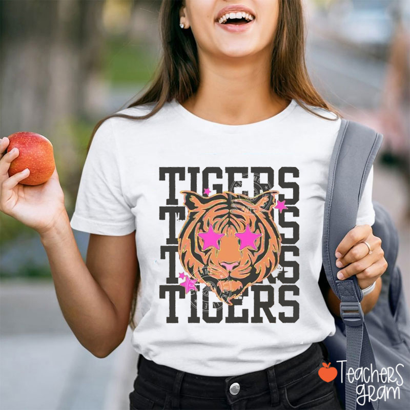 Personalized Mascot School Spirit Star Eyes Teacher T-Shirt