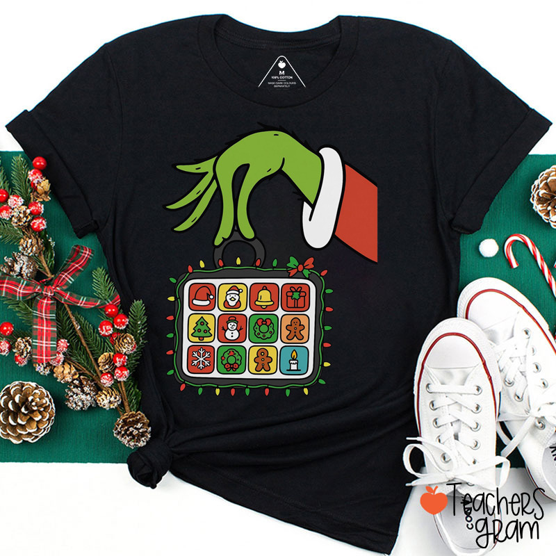 Christmas Speech Green Hand Teacher T-Shirt