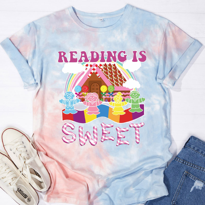 Reading Is Sweet Teacher Tie-dye T-Shirt