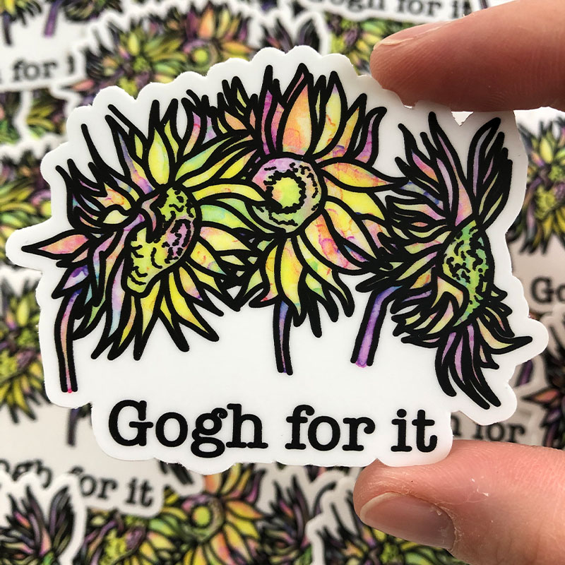 Colorful Art Sunflower Teacher Stickers