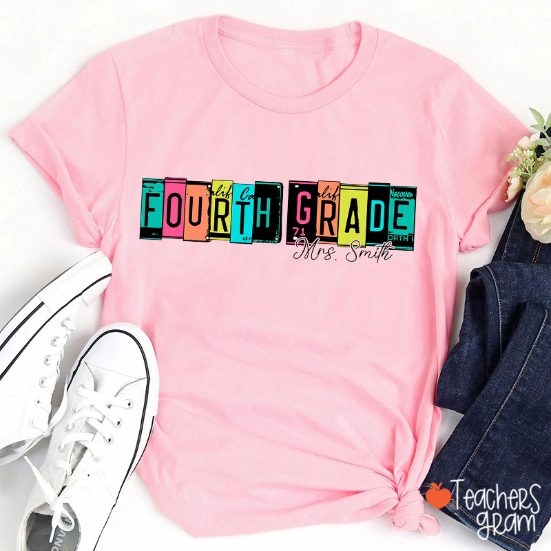 Personalized Grade Name Color English Card Teacher T-Shirt