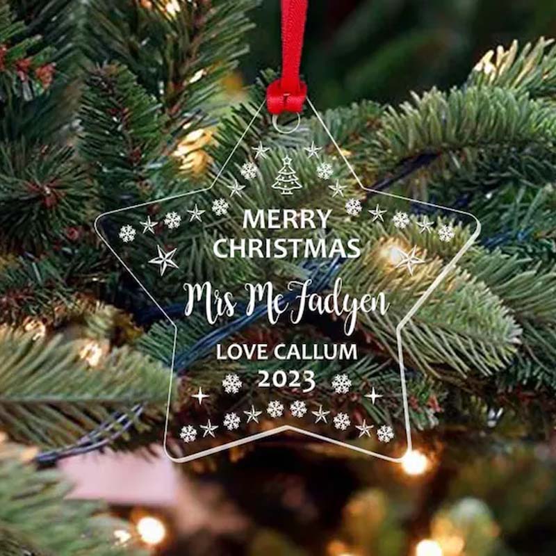 Personalized Star Teacher Acrylic Christmas Ornament