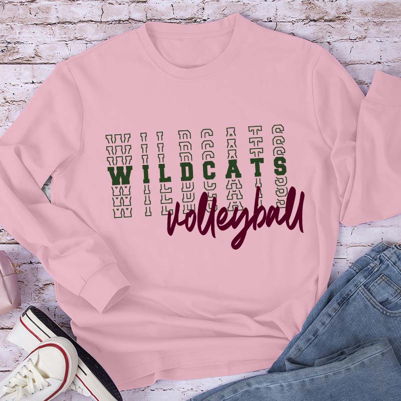 Personalized Mascot Text Stacking Teacher Long Sleeve T-Shirt