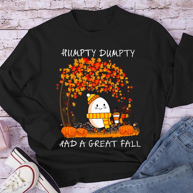 Humpty Happy Autumn Happy Fall Teacher Long Sleeve T-Shirt