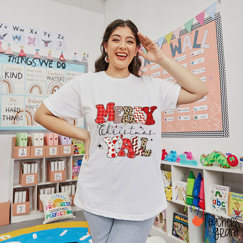 Merry Christmas Yall Teacher T-Shirt