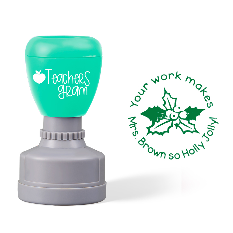 Personalized Name So Holly Jolly Teacher Stamp