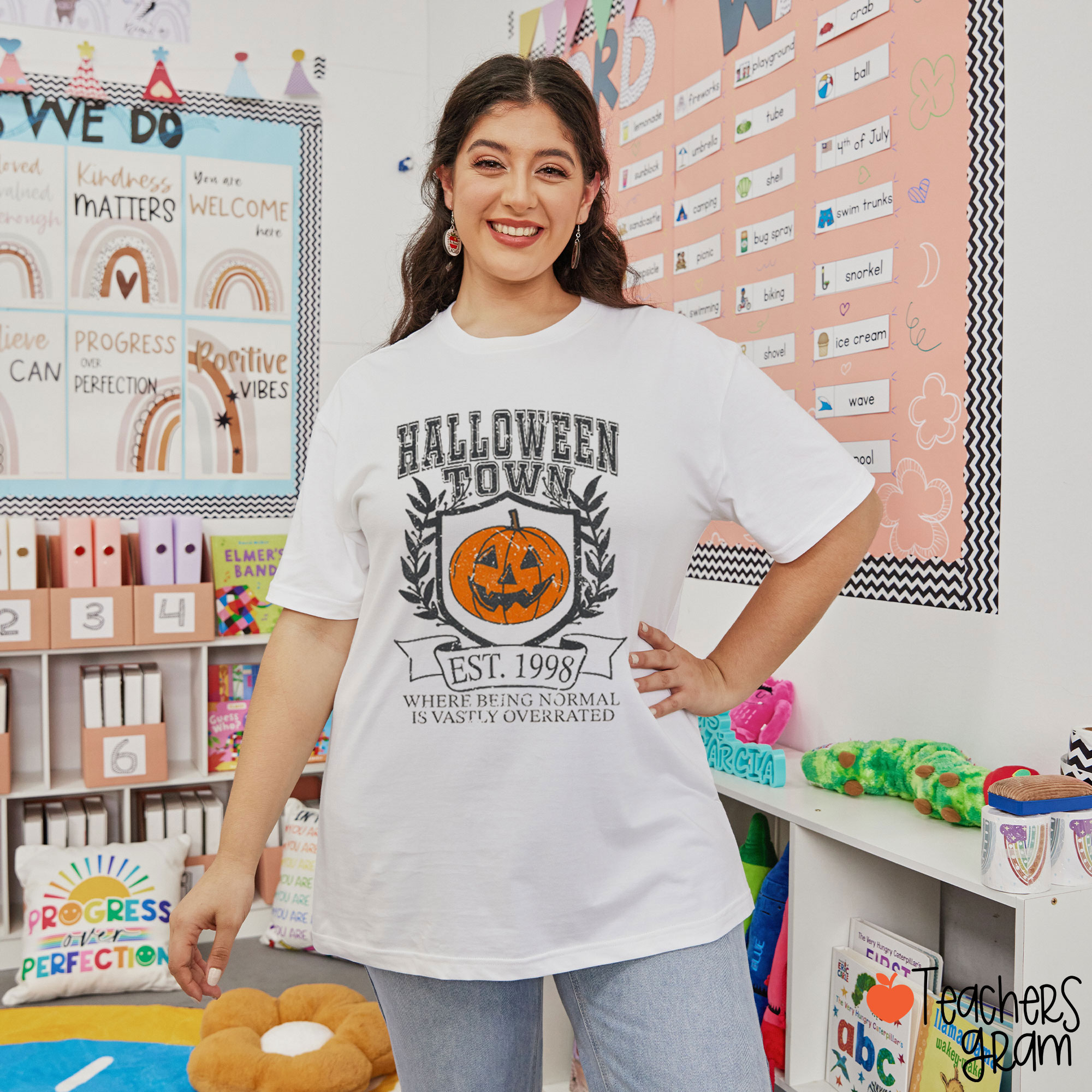 Halloween Town Where Being Normal Is Vastly Overrated Teacher T-Shirt