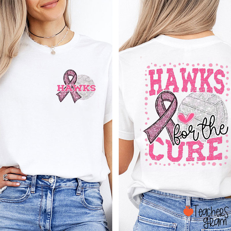 Personalized Mascot For The Cure Breast Cancer Teacher Two Sided T-Shirt