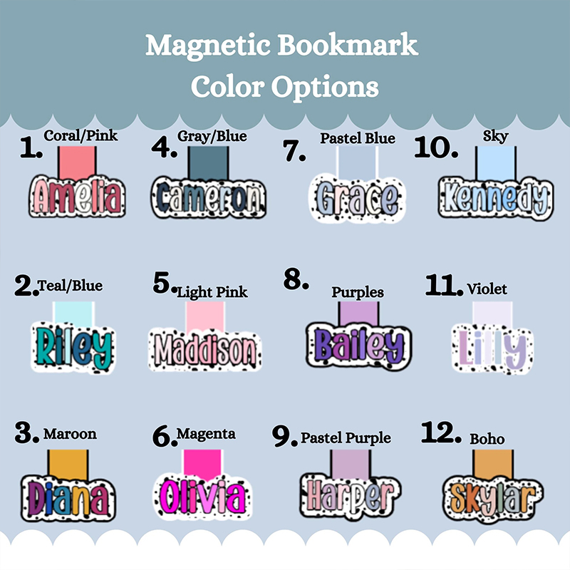 Personalized Name Dot Printed Teacher Magnetic Bookmark