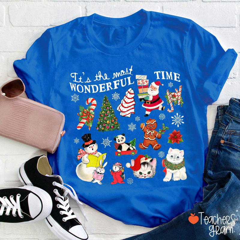 It's The Most Wonderful Time Christmas Vibe Teacher T-Shirt