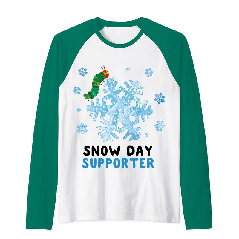Snow Day Supporter Teacher Raglan Long Sleeve T-Shirt