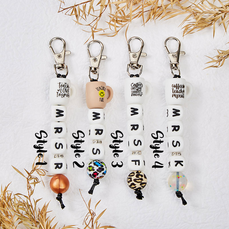 Personalized Coffee Teach Repeat Coffee Cup Teacher Keychain