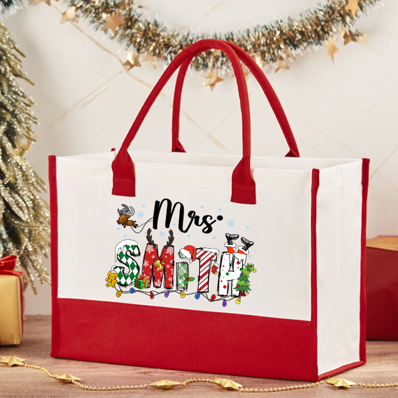 Personalized Christmas Is Coming Teacher Cotton Tote Bag