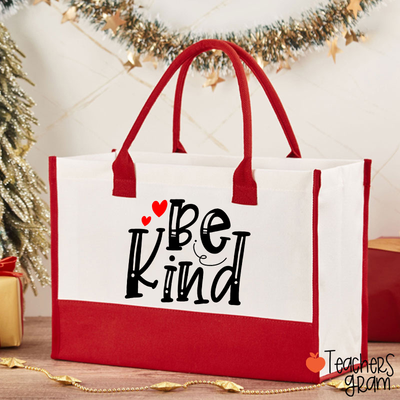 Be Kind Red Heart Teacher Cotton Tote Bag