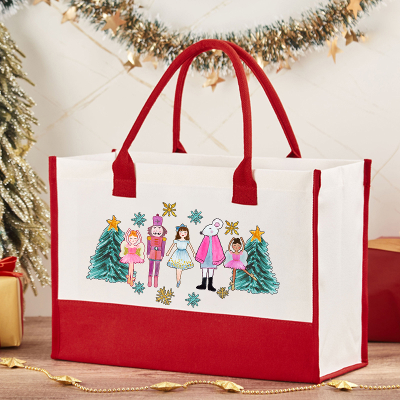 Nutcracker Christmas Tree Snowflake Teacher Cotton Tote Bag