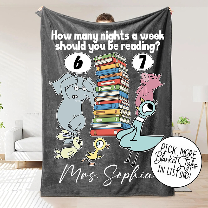 Personalized Name Funny Six Seven Reading Teacher Blanket