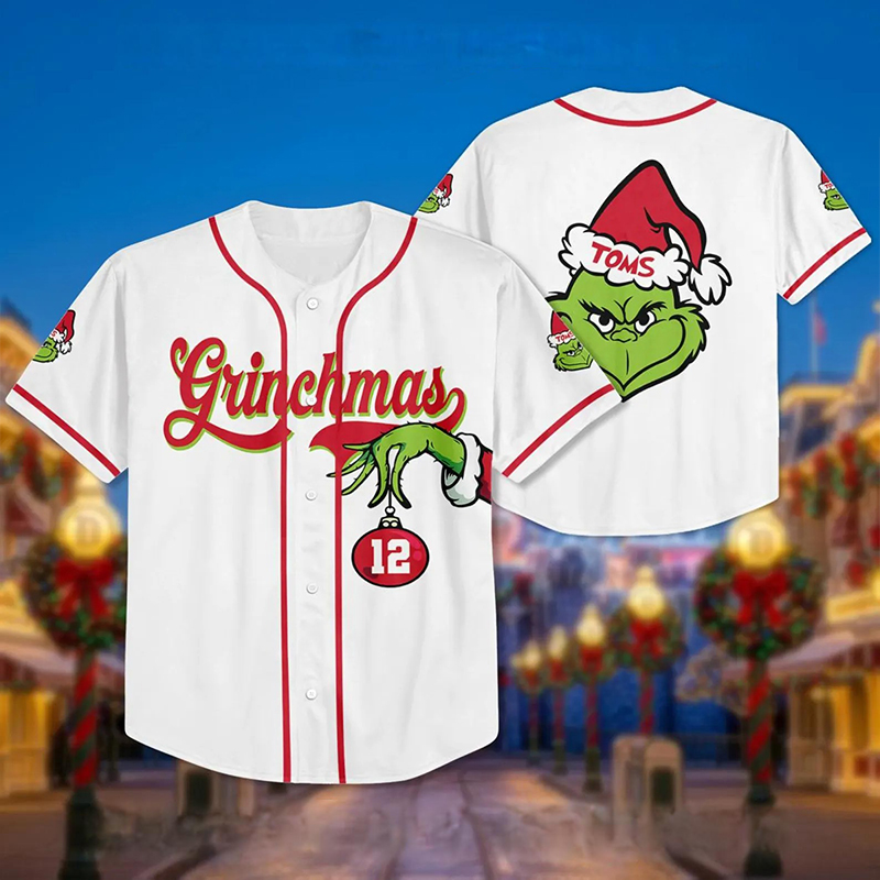 Personalized Name And Number Stole Christmas Teacher Baseball Jersey