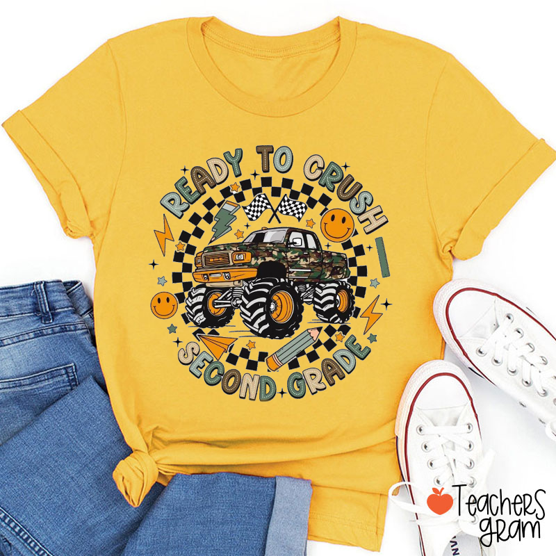 Personalized Grade SUV Checkerboard Smiley Face Lightning Star Teacher T-Shirt