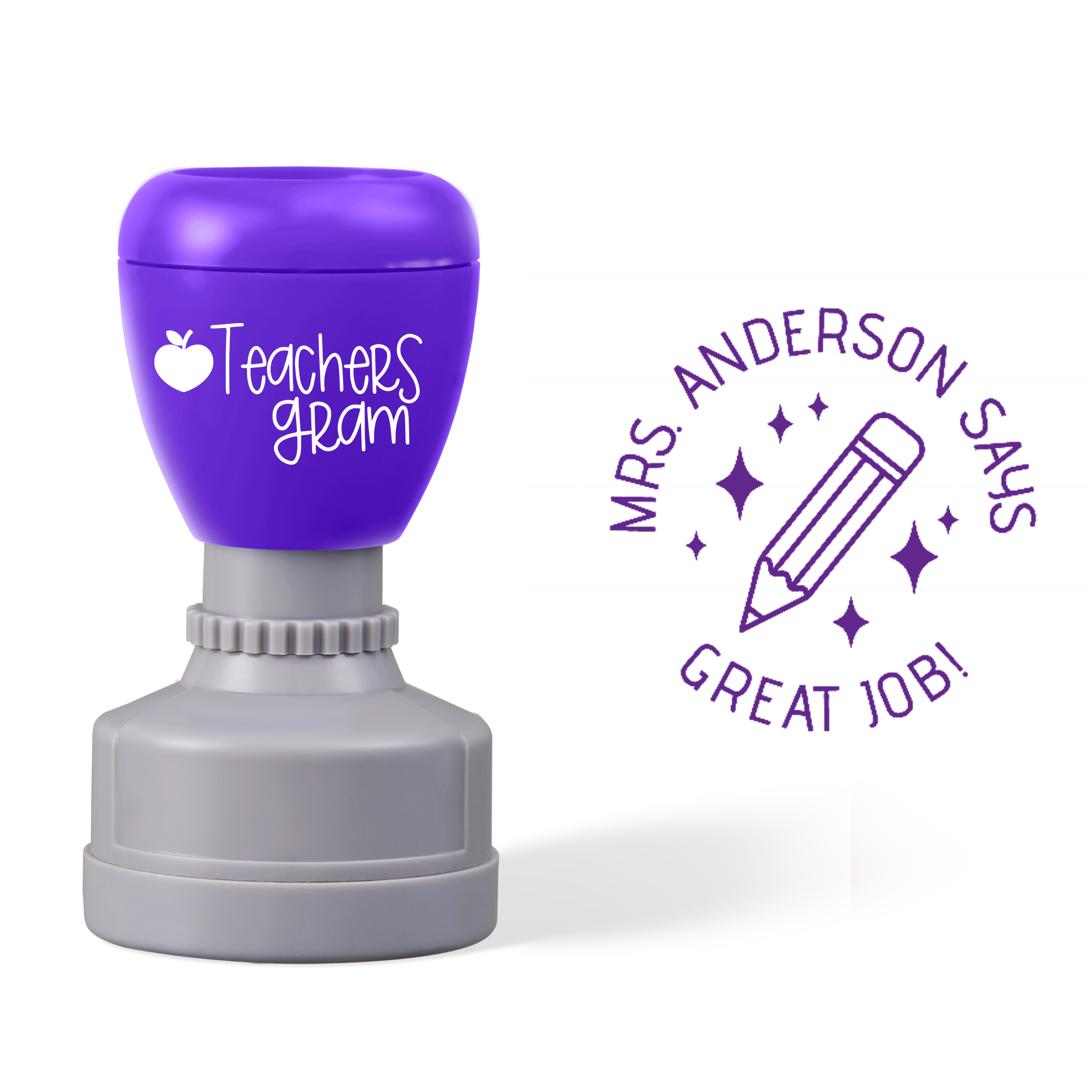 Personalized Name Great Job Pencil Teacher Stamp