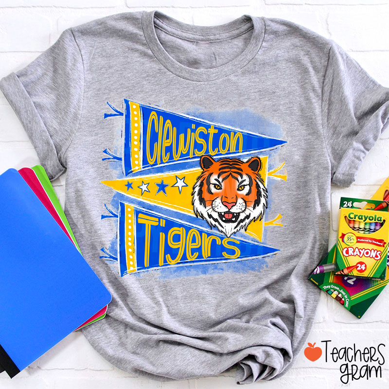 Personalized Mascot Pennant School Spirit Teacher T-Shirt