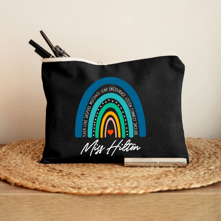 Personalized Teach Love Inspire Motivate Teacher Makeup Bag