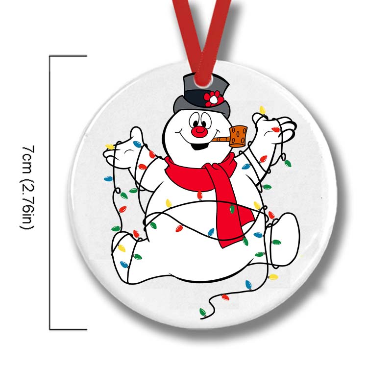 Frosty The Snowman Christmas Lights Teacher Ceramic Christmas Ornament