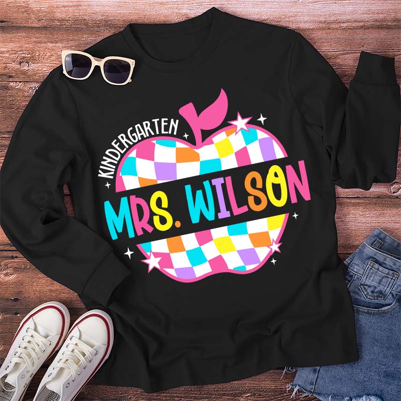 Personalized Pencil Name Teacher Long Sleeve T-Shirt