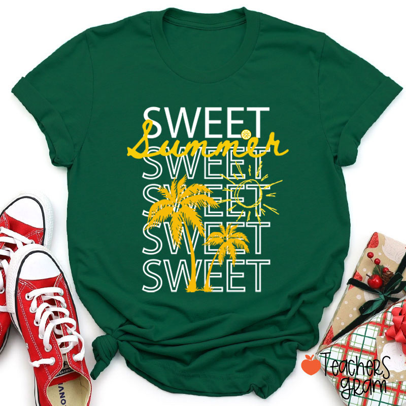 Sweet Summer Coconut Tree And Sunshine Teacher T-Shirt