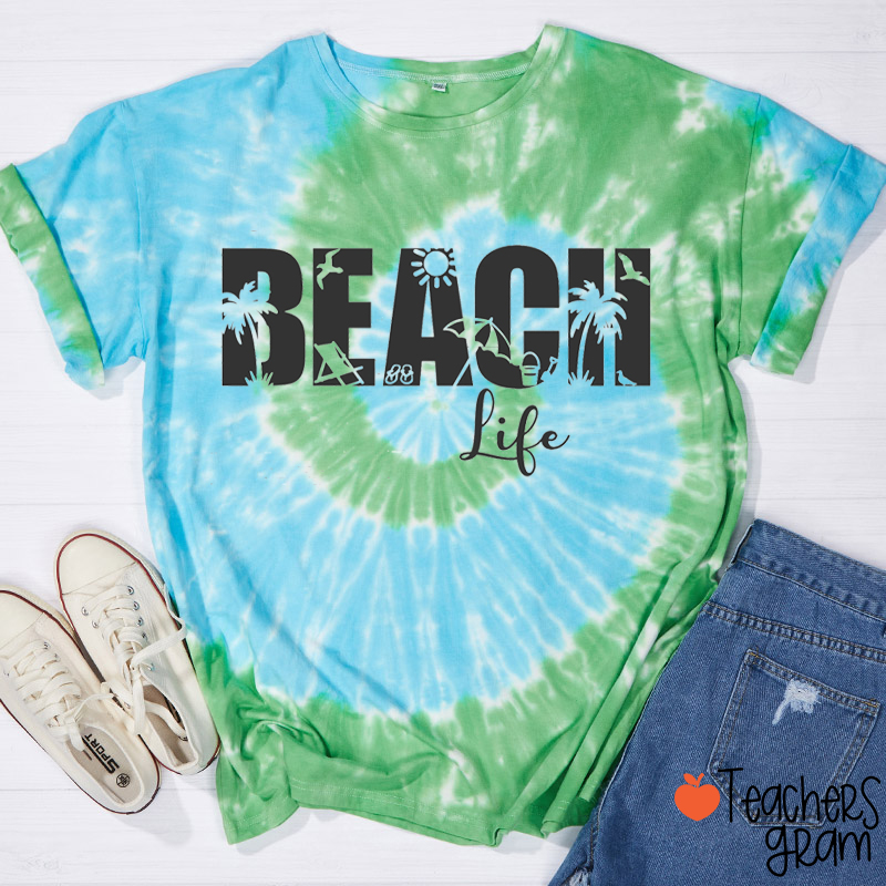 Beach Life Teacher Eco Oversized Graphic T-Shirt