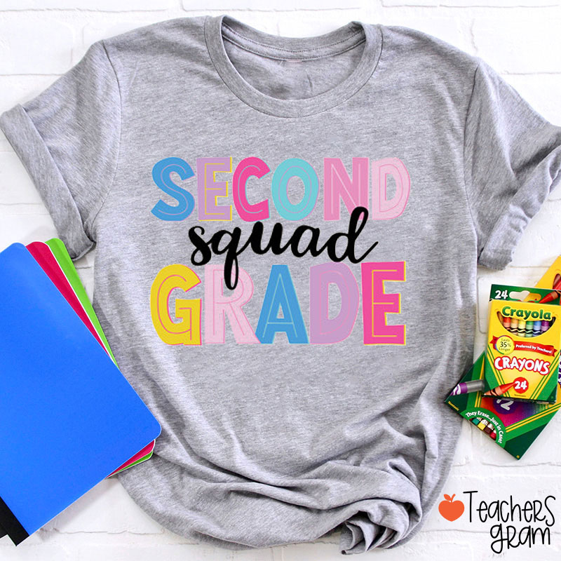 Personalized Colorful Letter Grade Squad Teacher T-Shirt