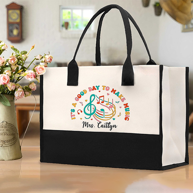 Personalized It's A Good Day To Make Music Music Melody Teacher Cotton Tote Bag