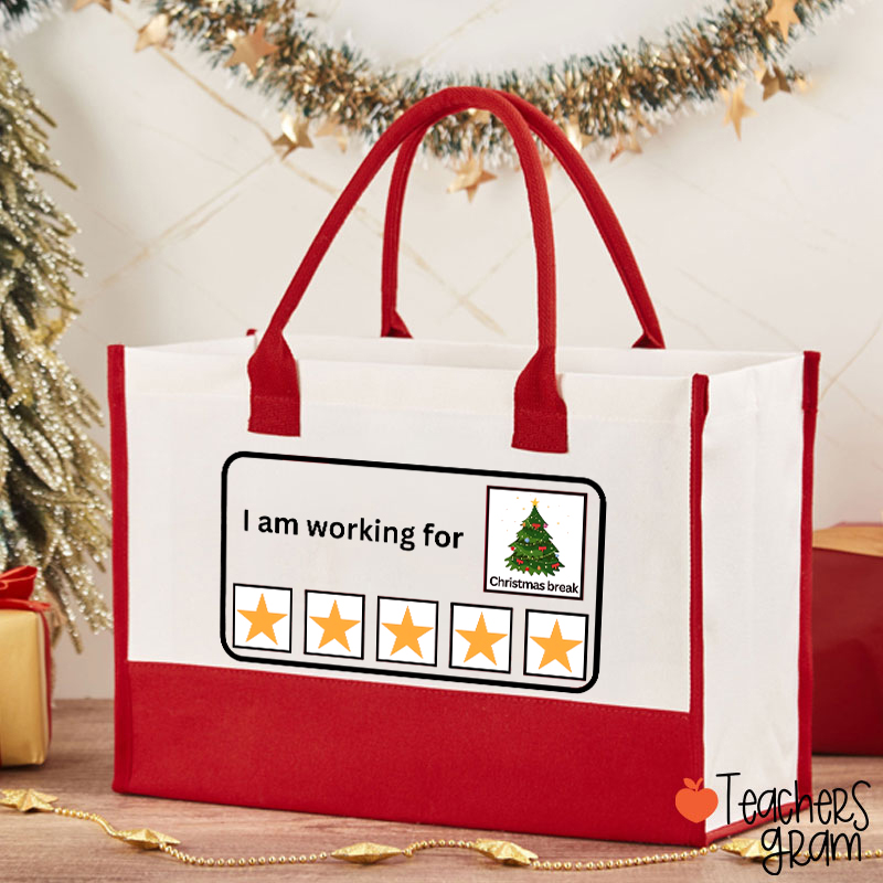 I Am Working For Christmas Break Teacher Cotton Tote Bag