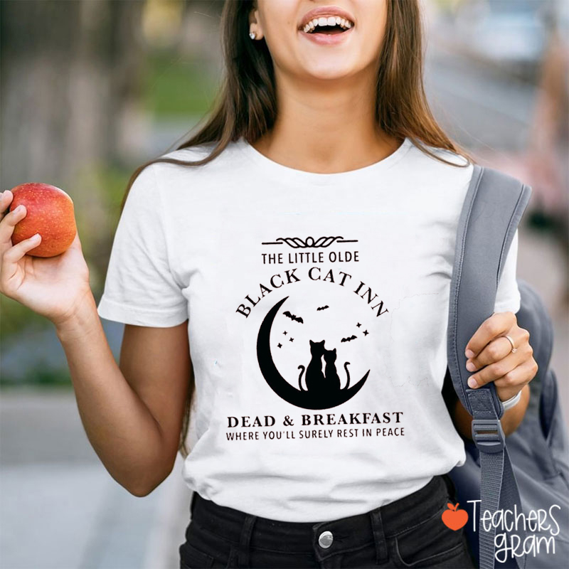 Black Cat Inn Halloween Teacher T-Shirt