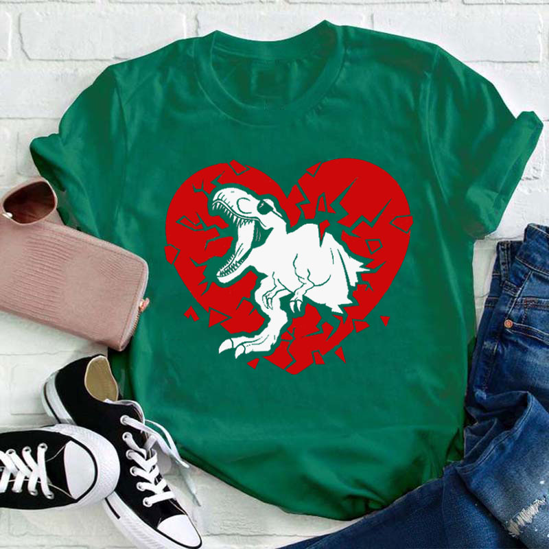 Dinosaur Valentine Teacher T-Shirt