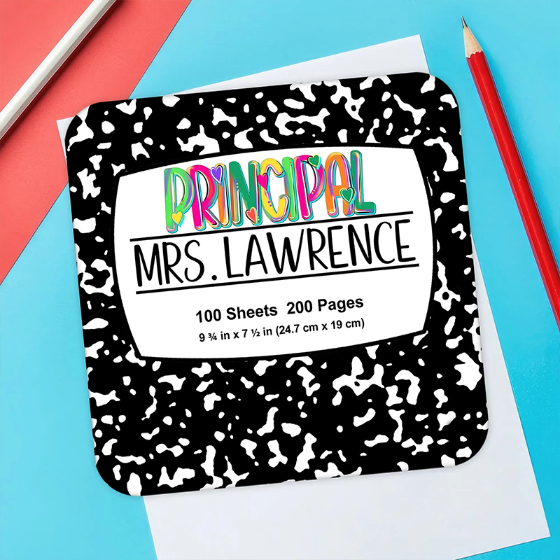 Personalized Name Black And White Spots Teacher Coasters