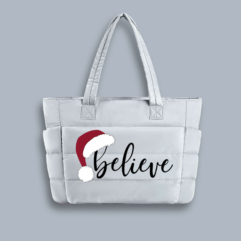 Believe Christmas Teacher Puffy Tote Bag