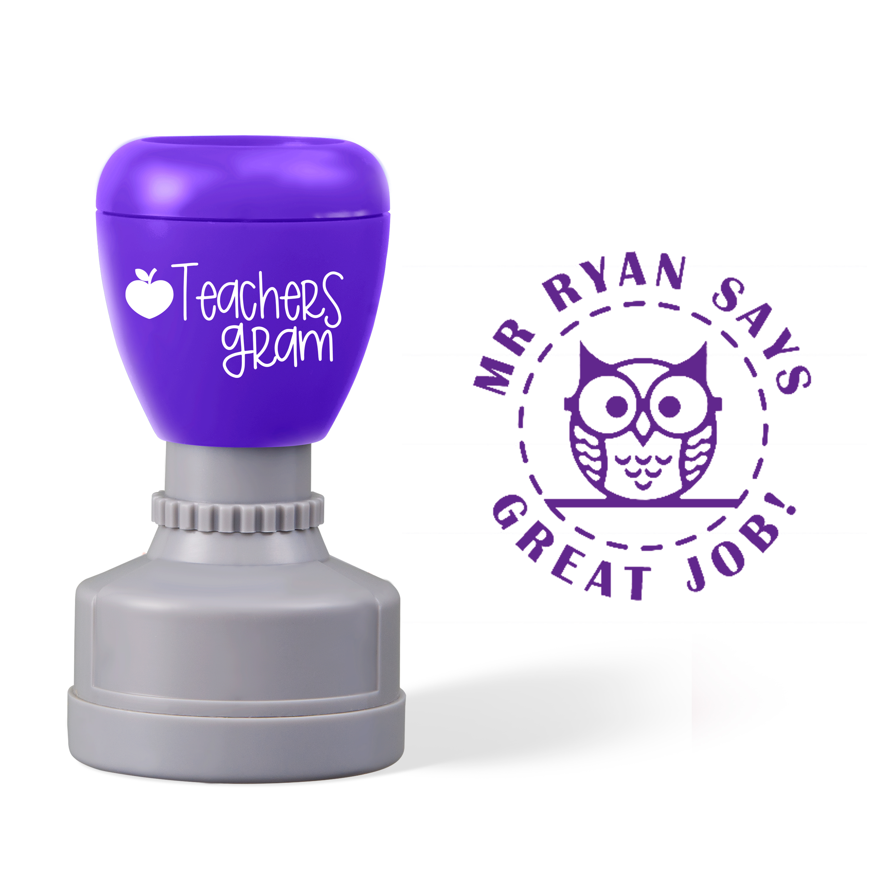 Personalized Name Great Job Owl Teacher Stamp