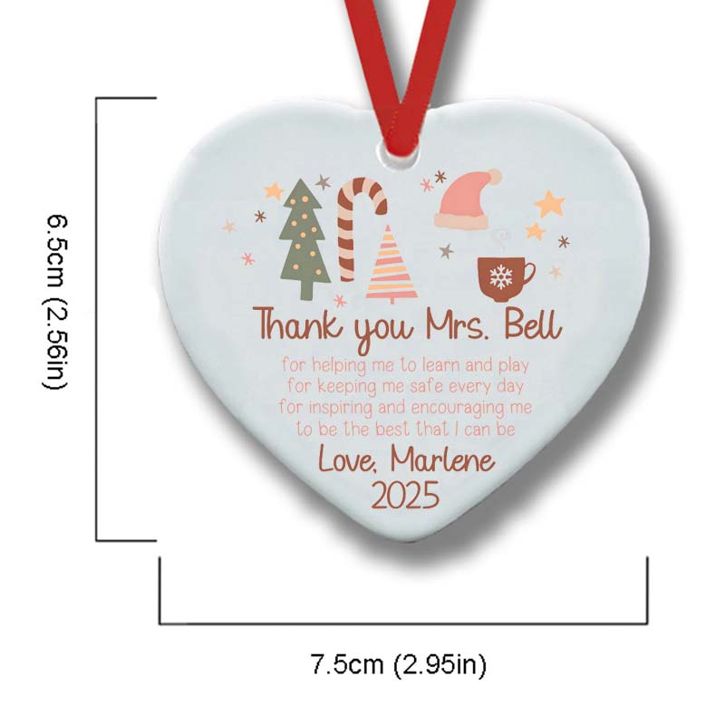 Personalized Thank You For Your Help This Christmas Teacher Ceramic Christmas Ornament