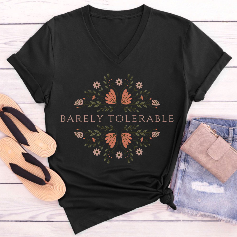 Barely Tolerable Pride And Prejudice Teacher Female V-Neck T-Shirt