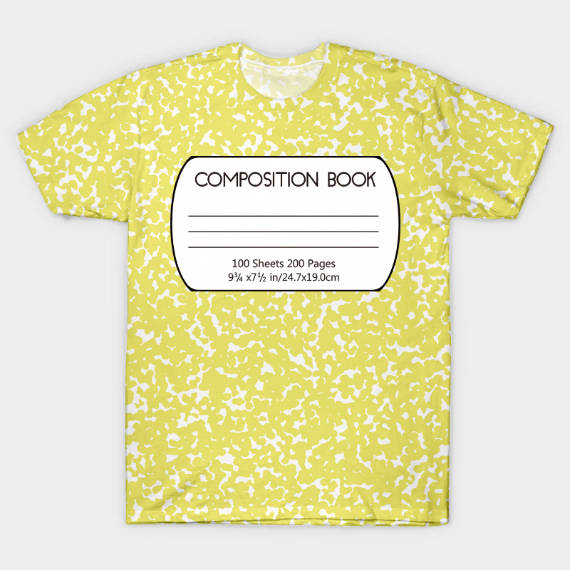 Yellow Composition Book Teacher Printed T-Shirt