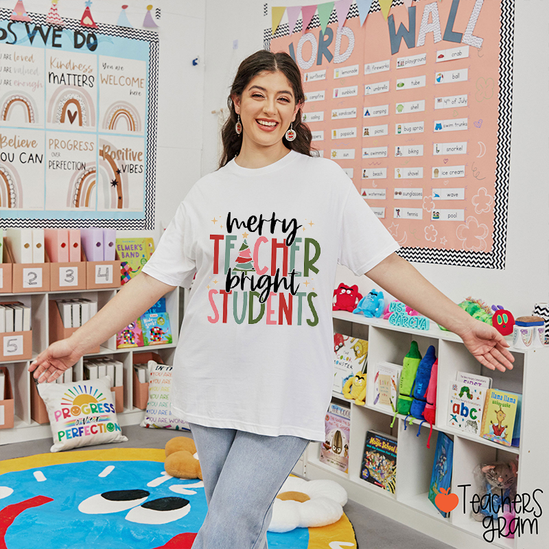 Merry Teacher Bright Students Teacher T-Shirt